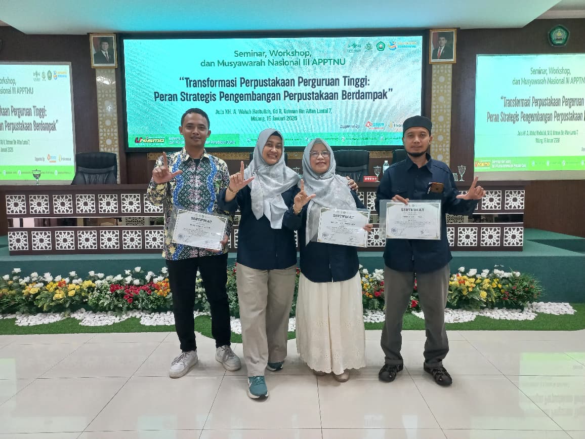 Tim penyaji best practice Perpustakaan dan Kearsipan Unisma pada APPTNU Awards 2026, 15 Januari 2026.